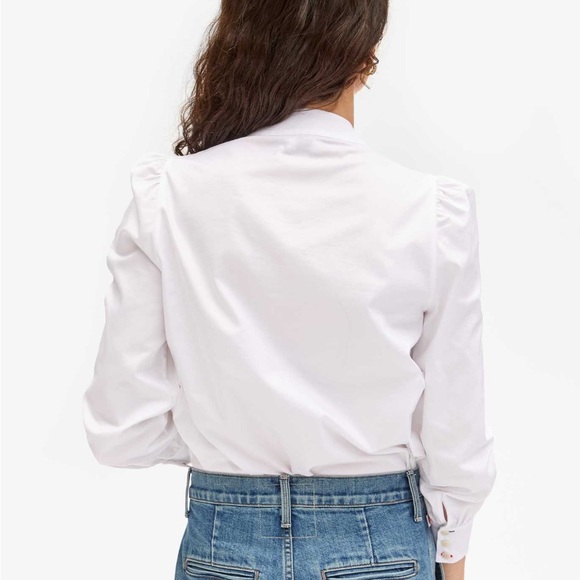 Clare V Pia Blouse White Cotton Oxford - Size M NWT - Picture 3 of 4